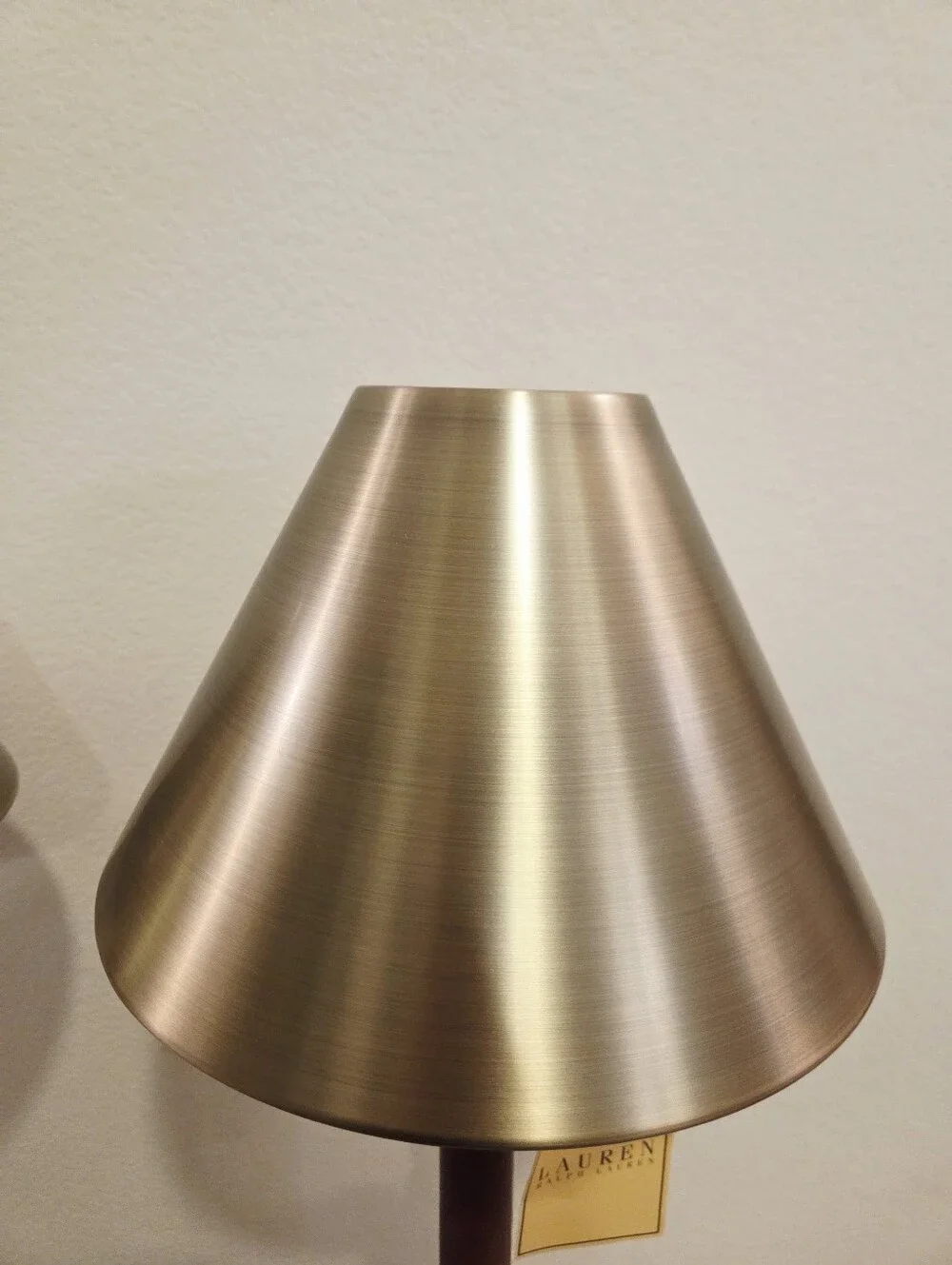 Ralph Lauren Home Brass & Leather Candlestick Buffet Lamp 30” Empire Shade NEW